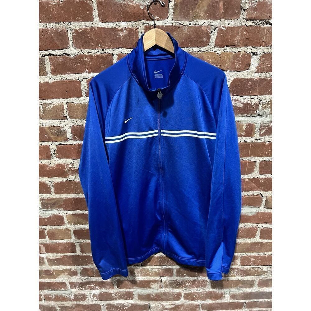 Y2K Nike Mens Blue Long Sleeve Mock Neck Sweater Size 2XL